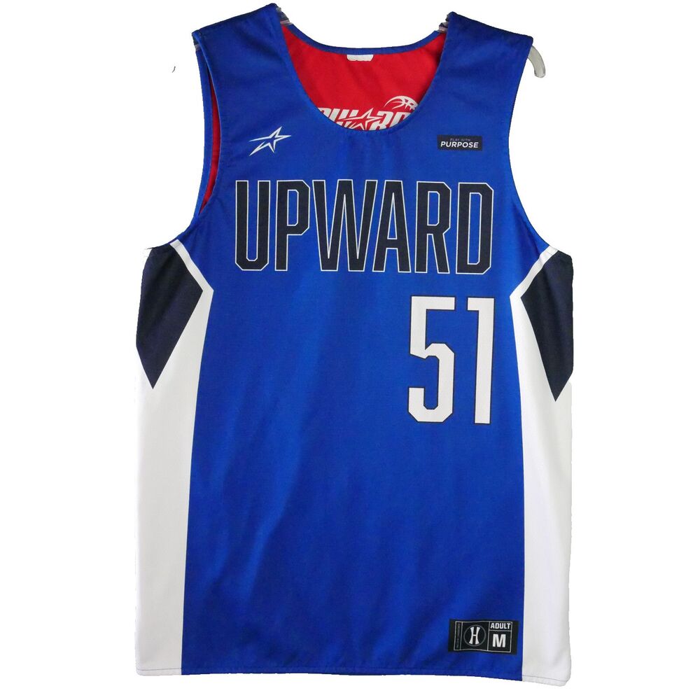 Upward Adult Size M Basketball Reversible Jersey #51 Blue Red